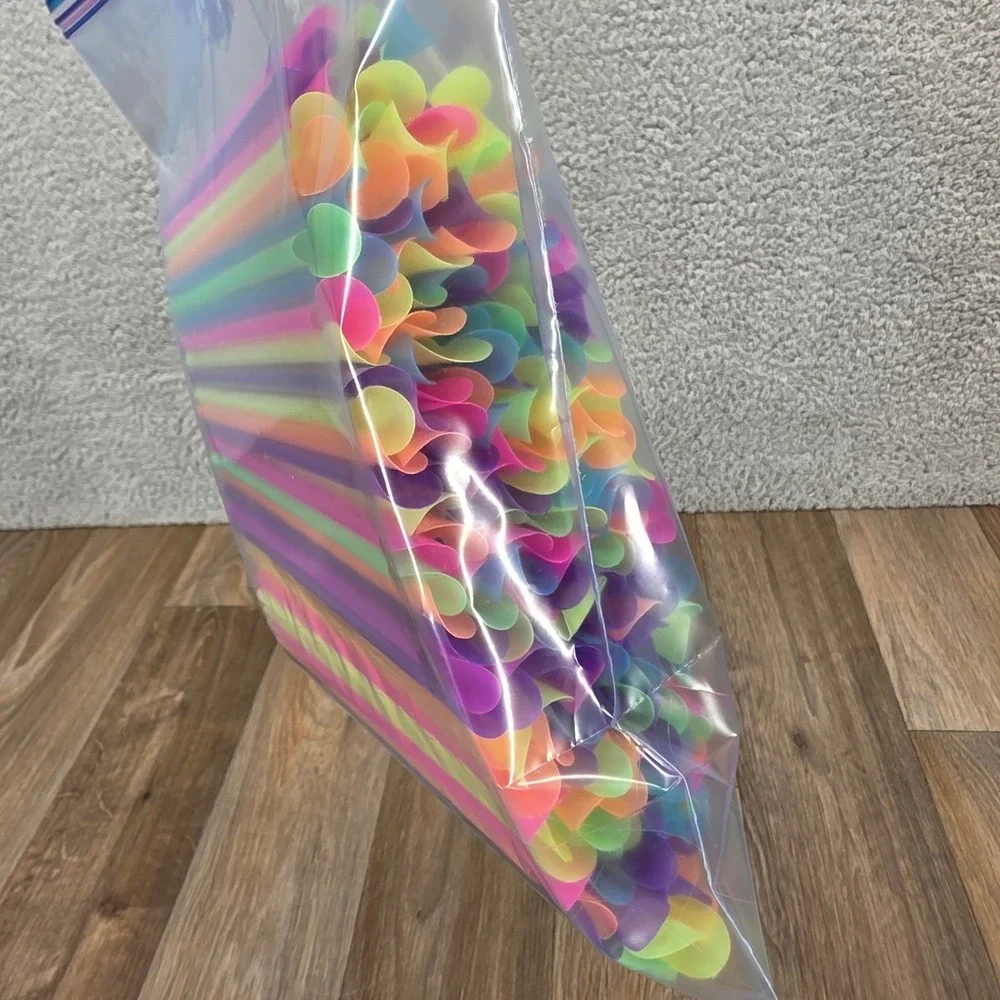 Neon Spoon Straws Colorful Drinking‎ Straws Bulk Lot of 200 Slushy Smoothie
